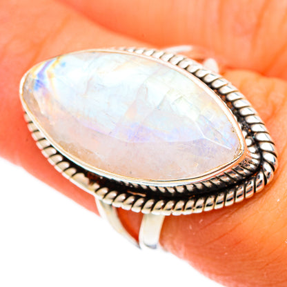 Rainbow Moonstone Rings handcrafted by Ana Silver Co - RING109588