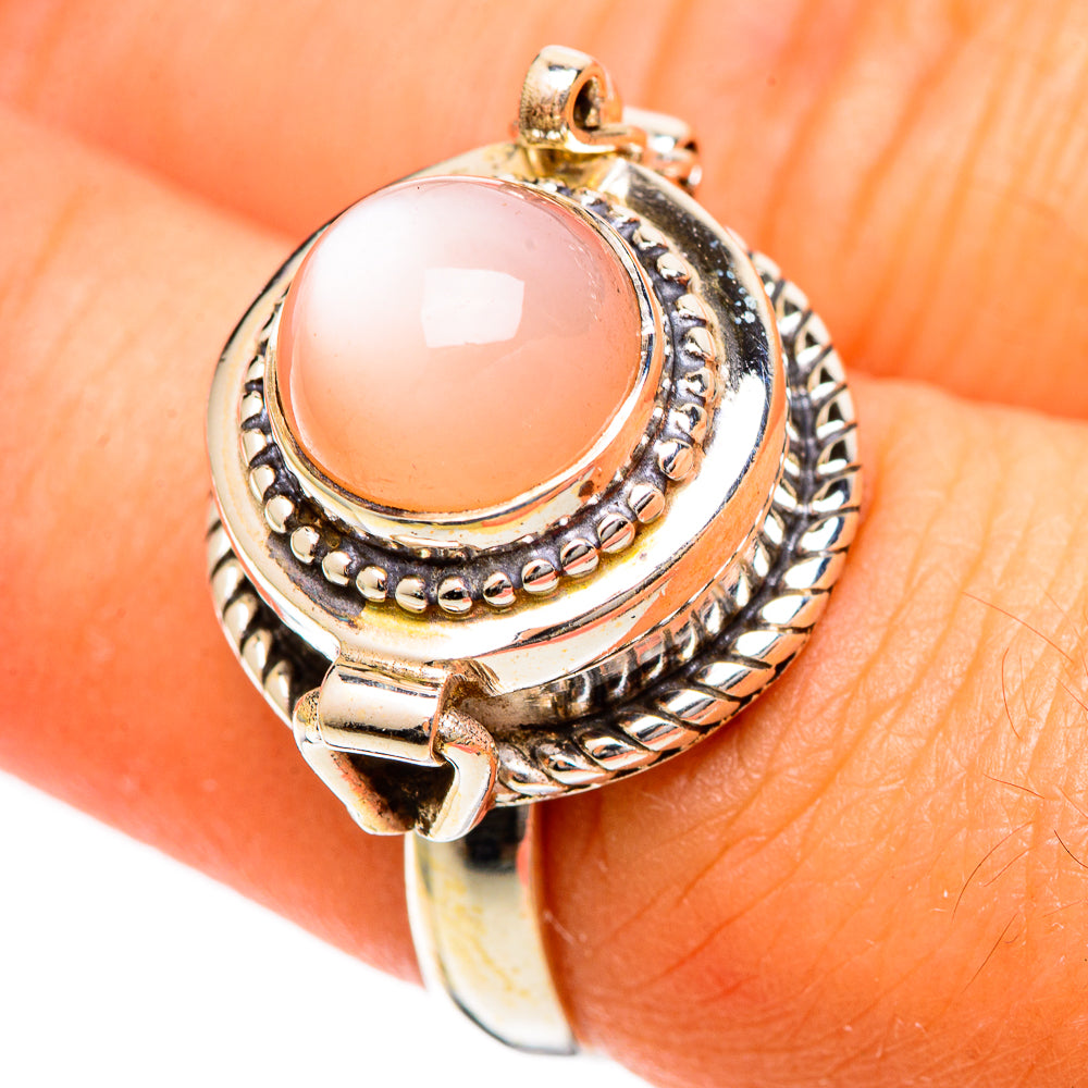 Peach Moonstone Rings handcrafted by Ana Silver Co - RING109606