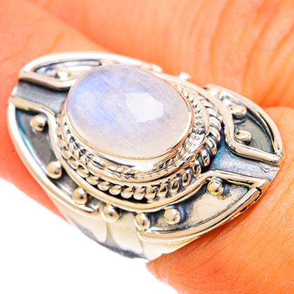 Rainbow Moonstone Rings handcrafted by Ana Silver Co - RING109616