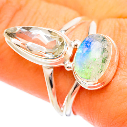 Rainbow Moonstone Rings handcrafted by Ana Silver Co - RING109627