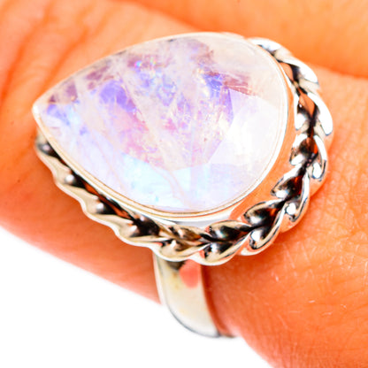 Rainbow Moonstone Rings handcrafted by Ana Silver Co - RING109638