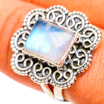 Rainbow Moonstone Rings handcrafted by Ana Silver Co - RING109639