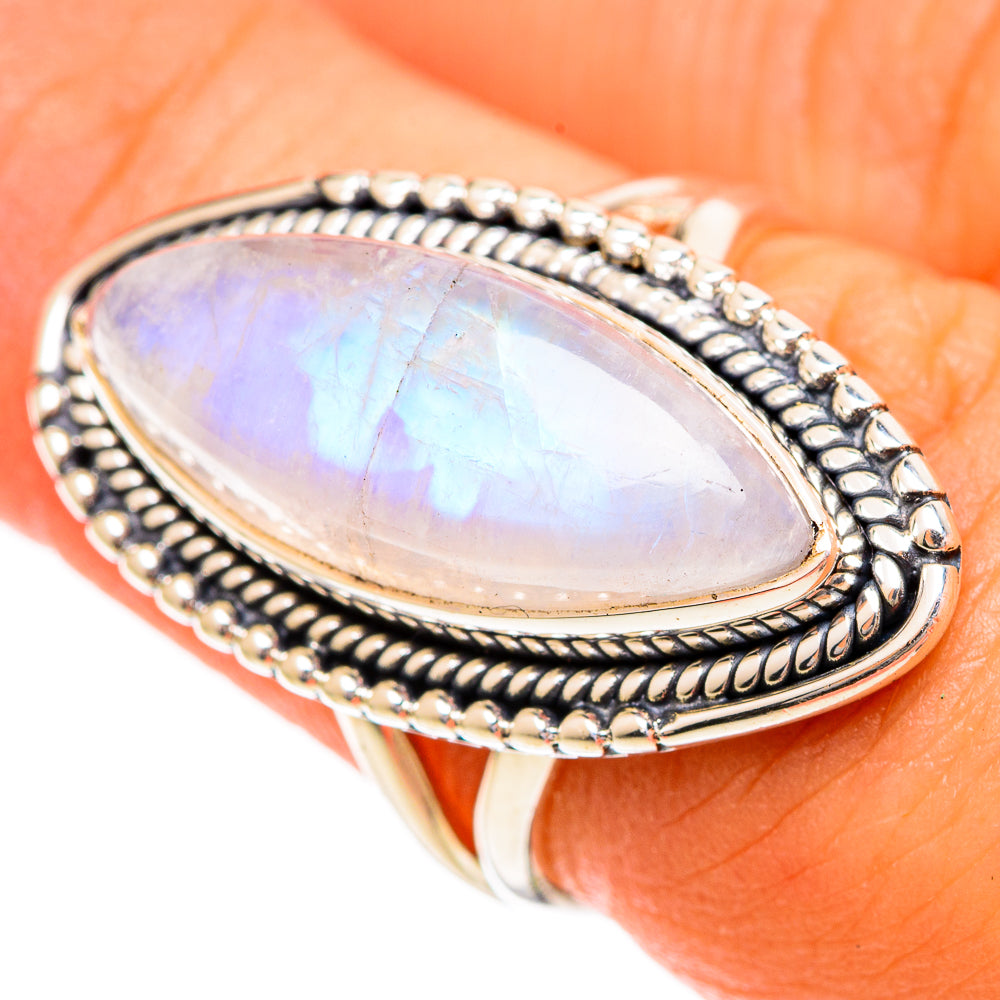 Rainbow Moonstone Rings handcrafted by Ana Silver Co - RING109641