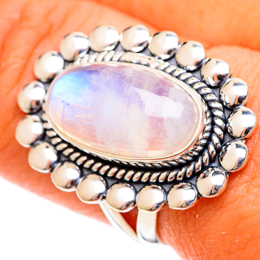 Rainbow Moonstone Rings handcrafted by Ana Silver Co - RING109642