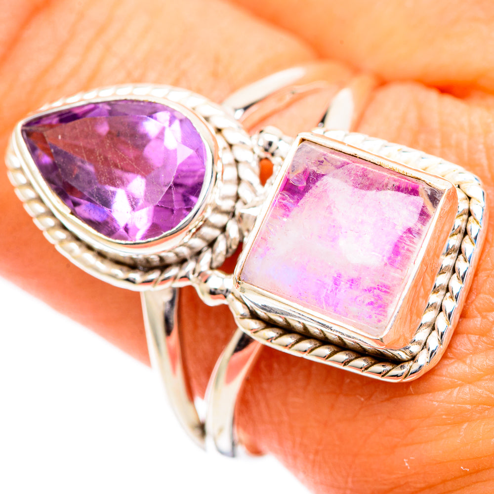 Pink Moonstone Rings handcrafted by Ana Silver Co - RING109644