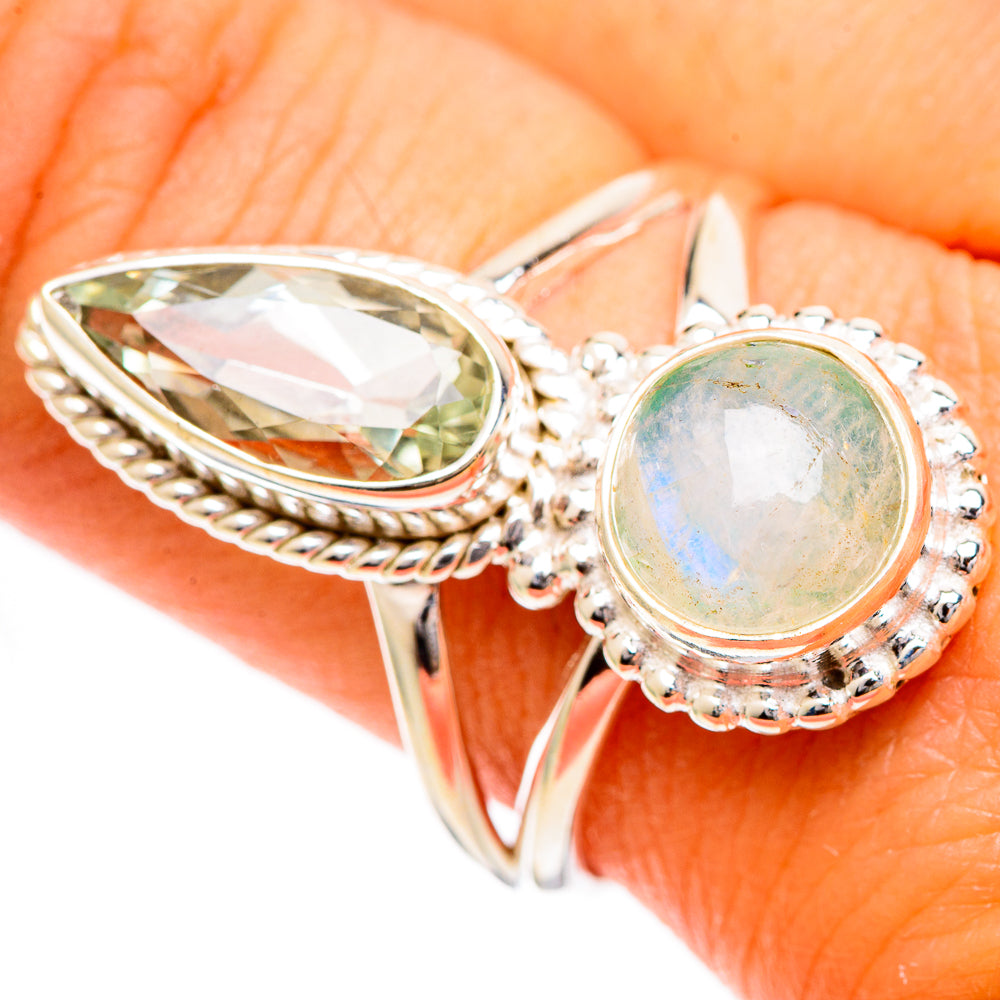 Rainbow Moonstone Rings handcrafted by Ana Silver Co - RING109655