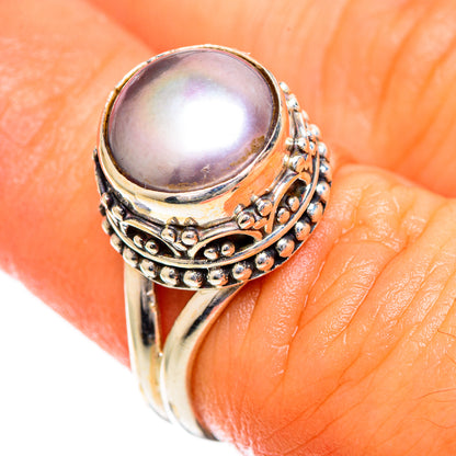 Titanium Pearl Rings handcrafted by Ana Silver Co - RING109659
