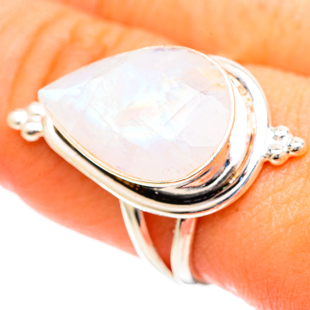 Rainbow Moonstone Rings handcrafted by Ana Silver Co - RING109666