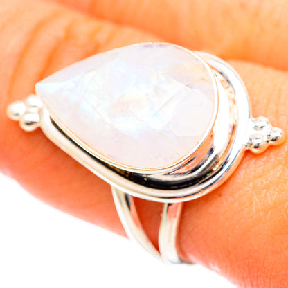 Rainbow Moonstone Rings handcrafted by Ana Silver Co - RING109666