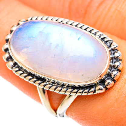 Rainbow Moonstone Rings handcrafted by Ana Silver Co - RING109667
