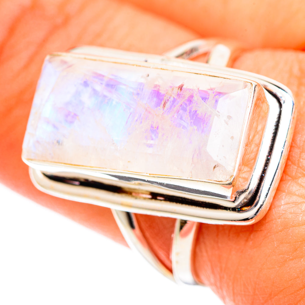 Rainbow Moonstone Rings handcrafted by Ana Silver Co - RING109670