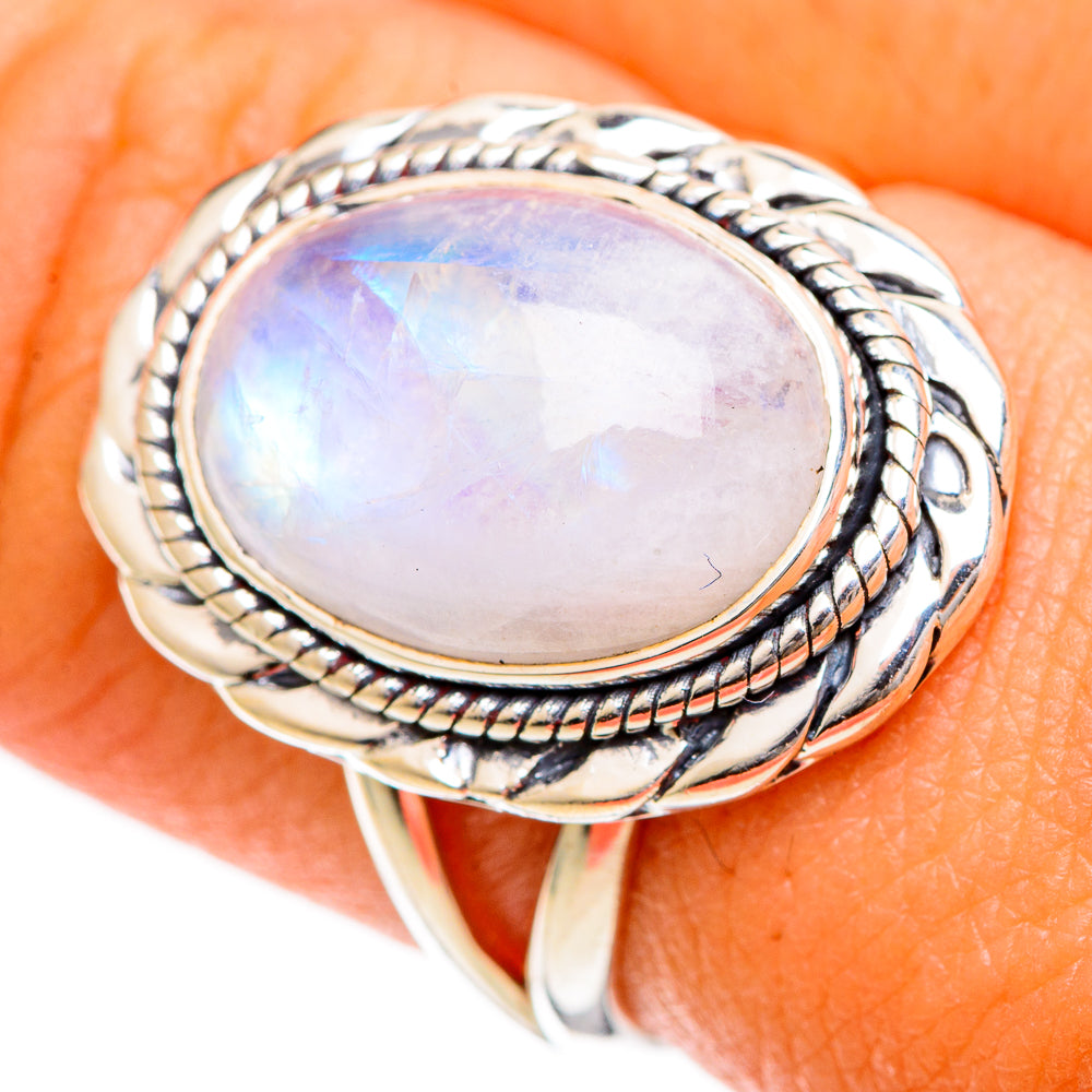 Rainbow Moonstone Rings handcrafted by Ana Silver Co - RING109671