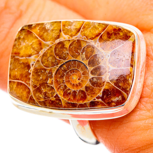 Ammonite Fossil Rings handcrafted by Ana Silver Co - RING109693