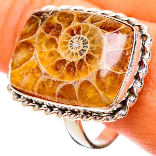 Ammonite Fossil Rings handcrafted by Ana Silver Co - RING109770