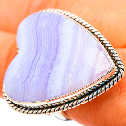 Blue Lace Agate Rings handcrafted by Ana Silver Co - RING109790