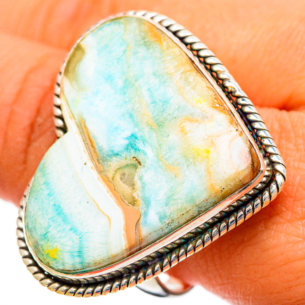 Peruvian Amazonite Rings handcrafted by Ana Silver Co - RING109798