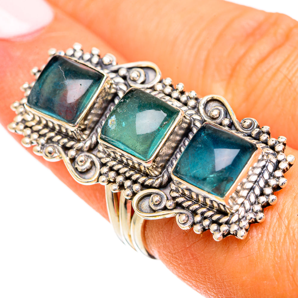 Blue Fluorite Rings handcrafted by Ana Silver Co - RING109800