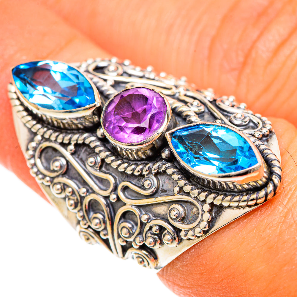 Blue Topaz Rings handcrafted by Ana Silver Co - RING109831
