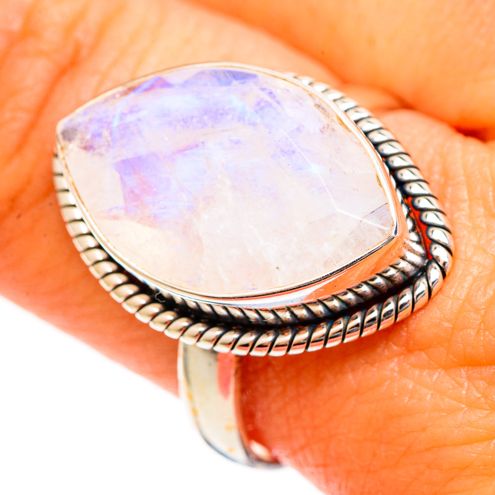 Rainbow Moonstone Rings handcrafted by Ana Silver Co - RING109864