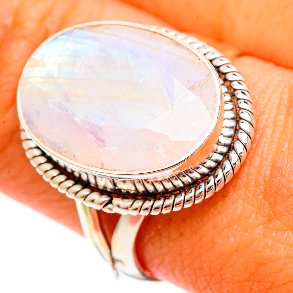 Rainbow Moonstone Rings handcrafted by Ana Silver Co - RING109866