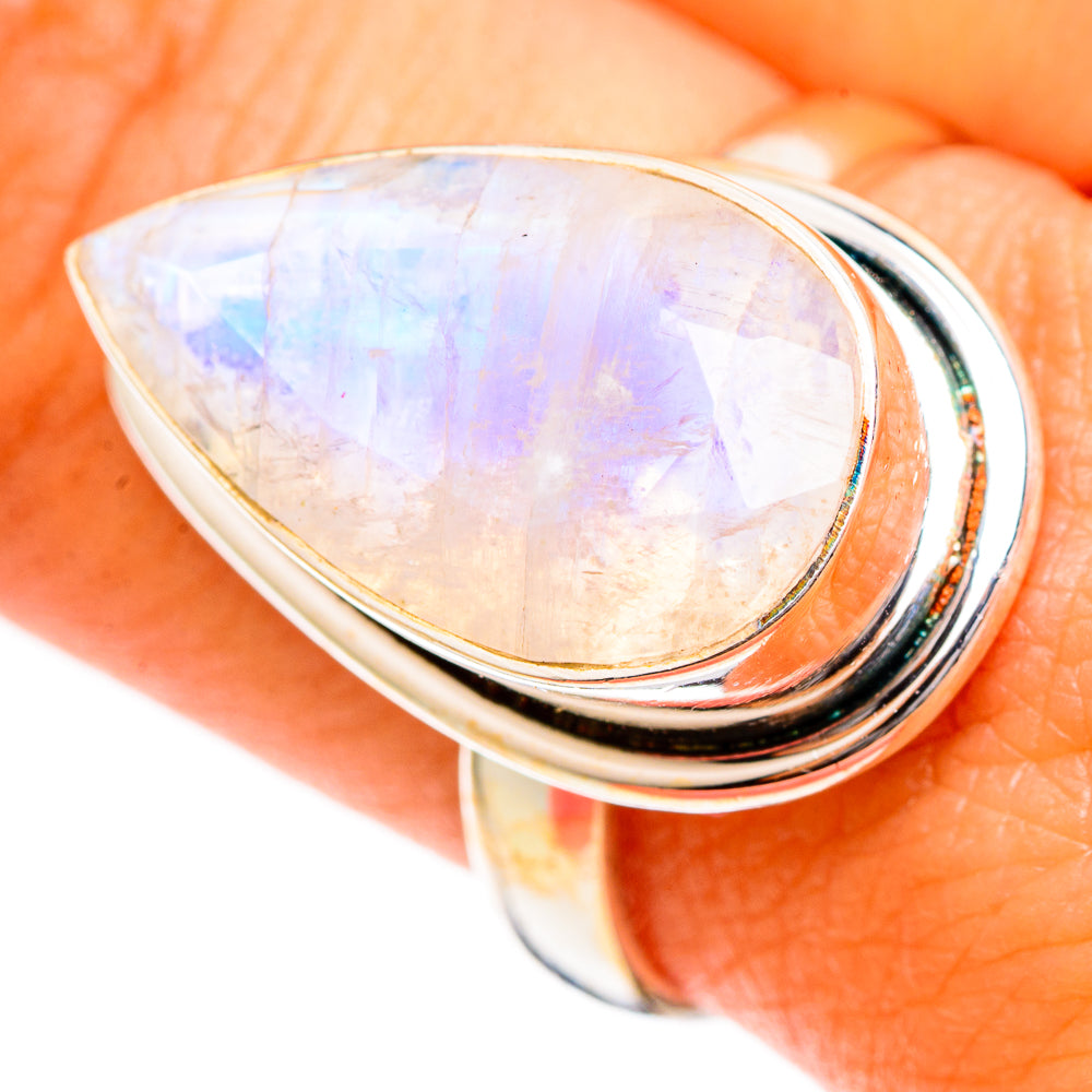 Rainbow Moonstone Rings handcrafted by Ana Silver Co - RING109867