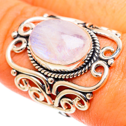 Rainbow Moonstone Rings handcrafted by Ana Silver Co - RING109868