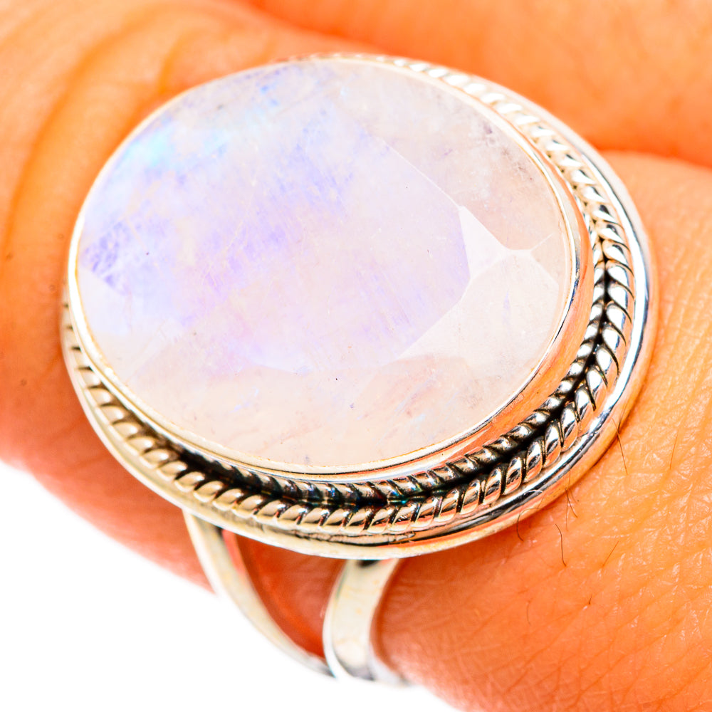 Rainbow Moonstone Rings handcrafted by Ana Silver Co - RING109893