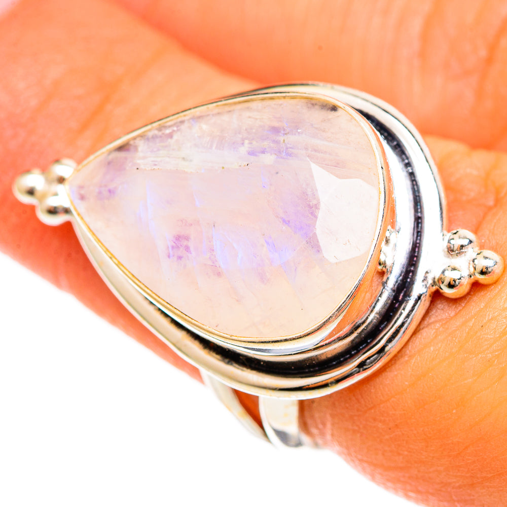 Rainbow Moonstone Rings handcrafted by Ana Silver Co - RING109894