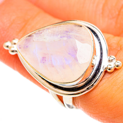 Rainbow Moonstone Rings handcrafted by Ana Silver Co - RING109894
