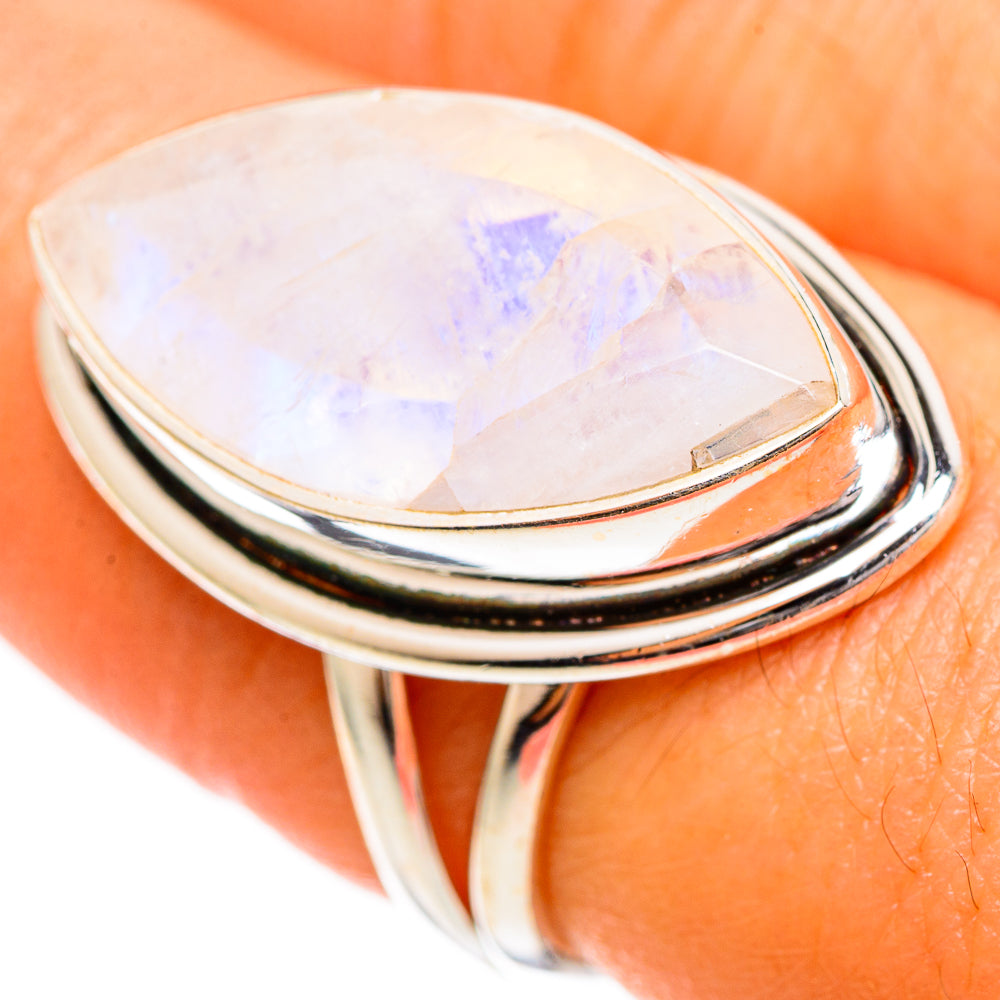 Rainbow Moonstone Rings handcrafted by Ana Silver Co - RING109895