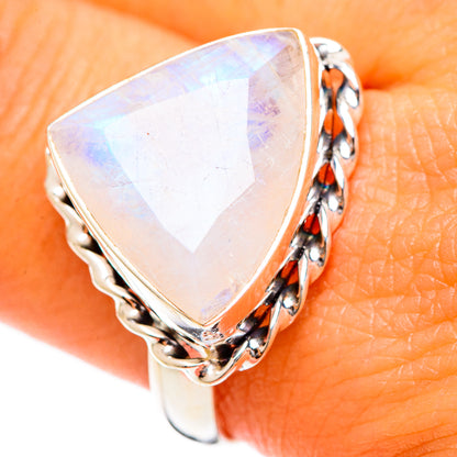 Rainbow Moonstone Rings handcrafted by Ana Silver Co - RING109897