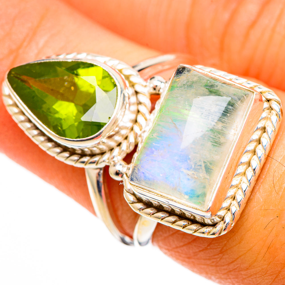 Green Moonstone Rings handcrafted by Ana Silver Co - RING109908