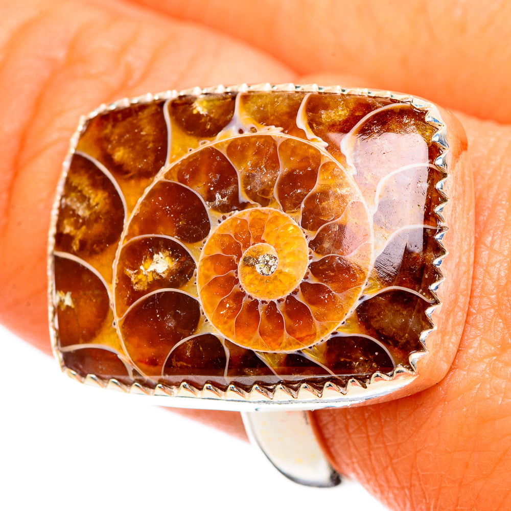 Ammonite Fossil Rings handcrafted by Ana Silver Co - RING109910