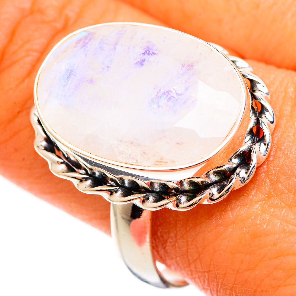 Rainbow Moonstone Rings handcrafted by Ana Silver Co - RING109921