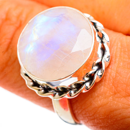 Rainbow Moonstone Rings handcrafted by Ana Silver Co - RING109922