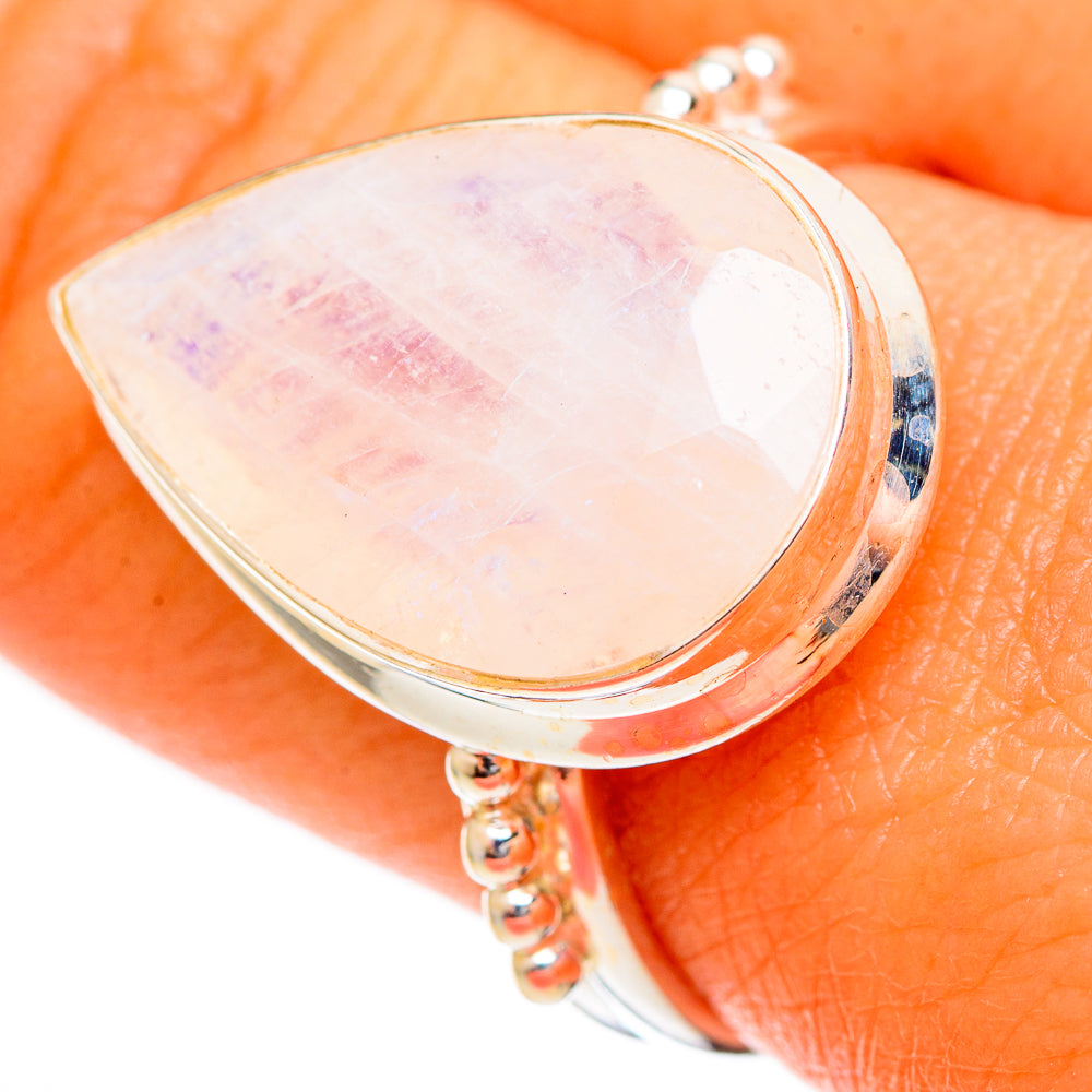 Rainbow Moonstone Rings handcrafted by Ana Silver Co - RING109923