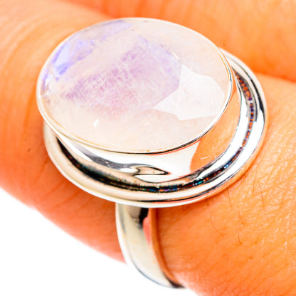 Rainbow Moonstone Rings handcrafted by Ana Silver Co - RING109926