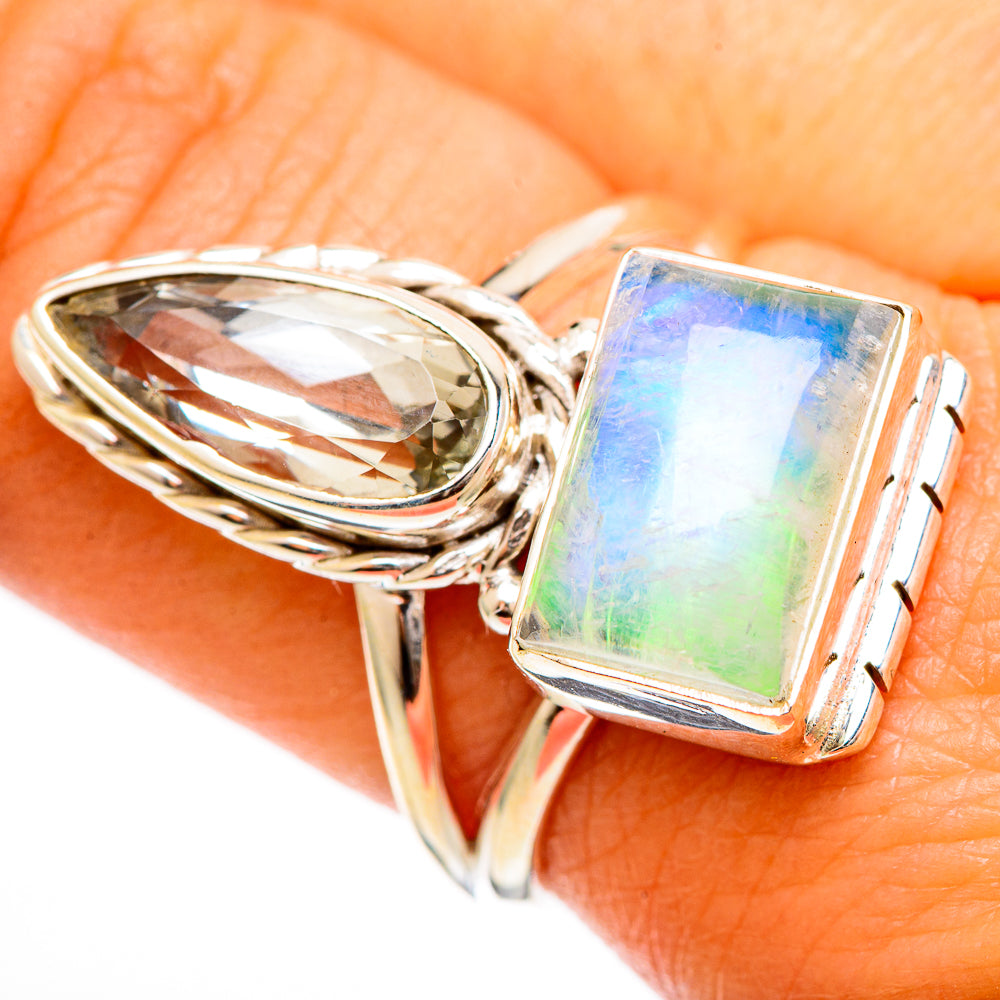 Green Moonstone Rings handcrafted by Ana Silver Co - RING109936
