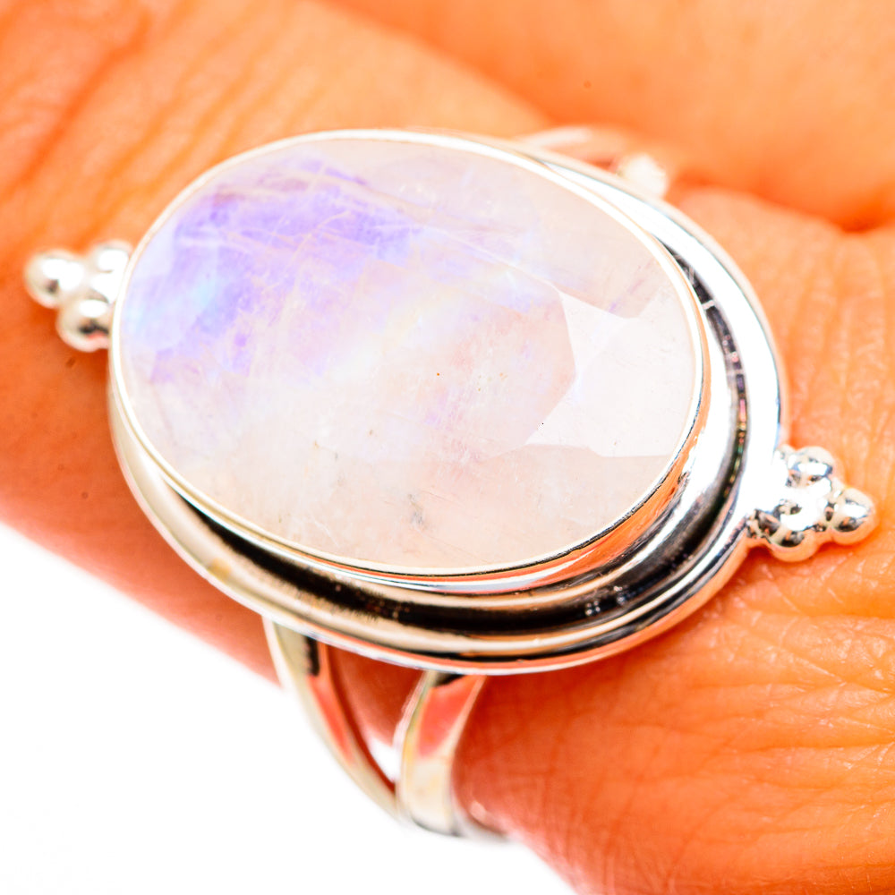 Rainbow Moonstone Rings handcrafted by Ana Silver Co - RING109951