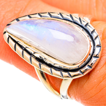 Rainbow Moonstone Rings handcrafted by Ana Silver Co - RING109954