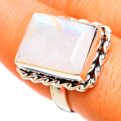 Rainbow Moonstone Rings handcrafted by Ana Silver Co - RING109973