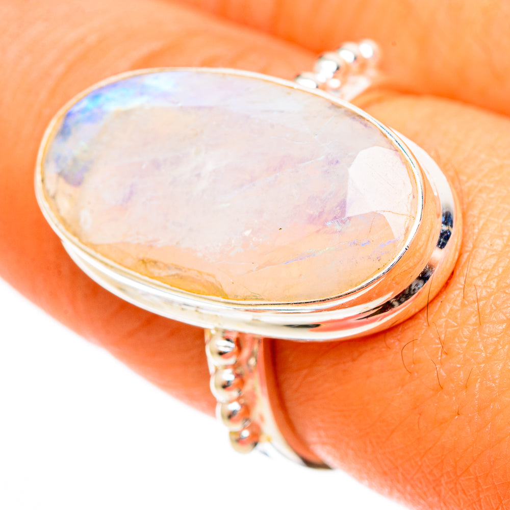 Rainbow Moonstone Rings handcrafted by Ana Silver Co - RING109974