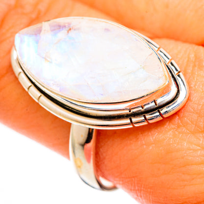 Rainbow Moonstone Rings handcrafted by Ana Silver Co - RING109975