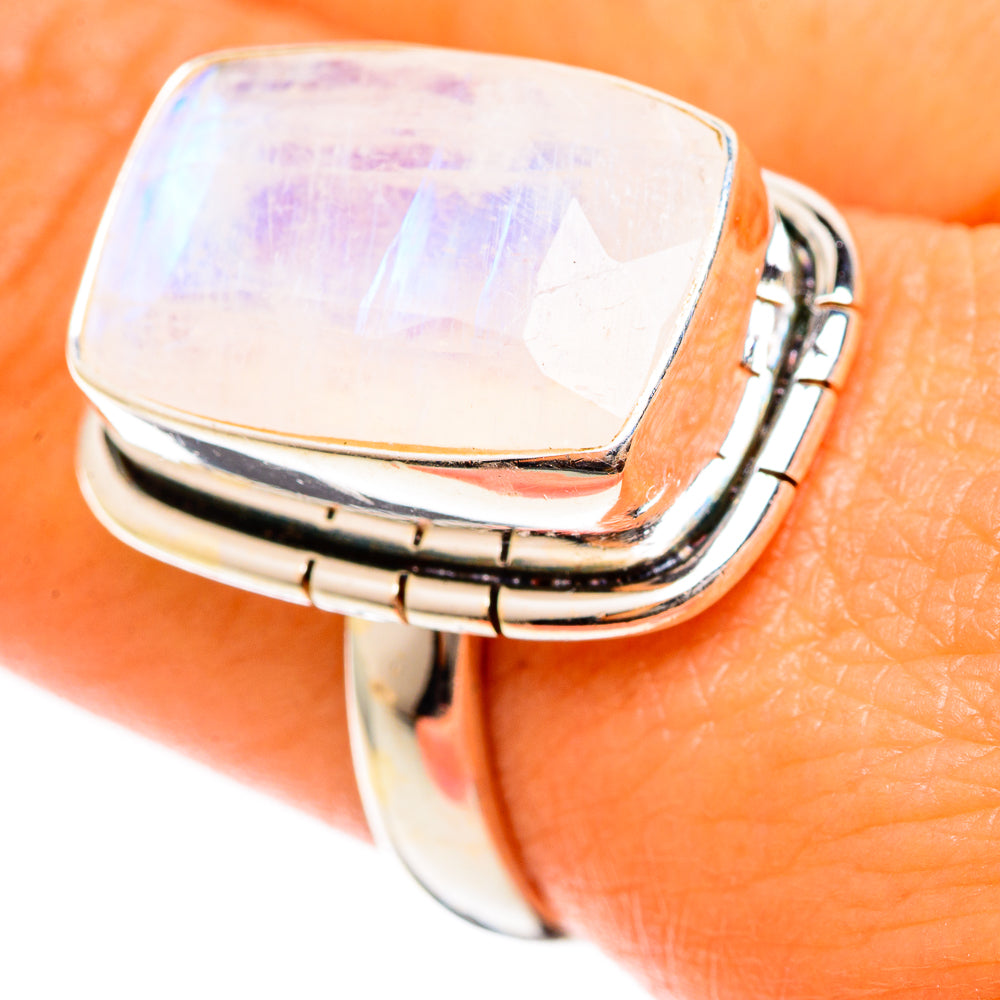Rainbow Moonstone Rings handcrafted by Ana Silver Co - RING109976