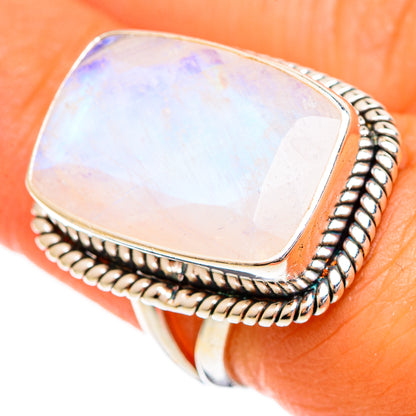 Rainbow Moonstone Rings handcrafted by Ana Silver Co - RING109977