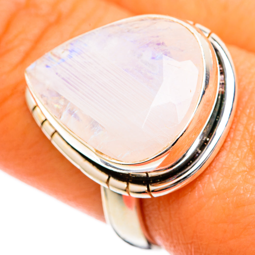 Rainbow Moonstone Rings handcrafted by Ana Silver Co - RING109978