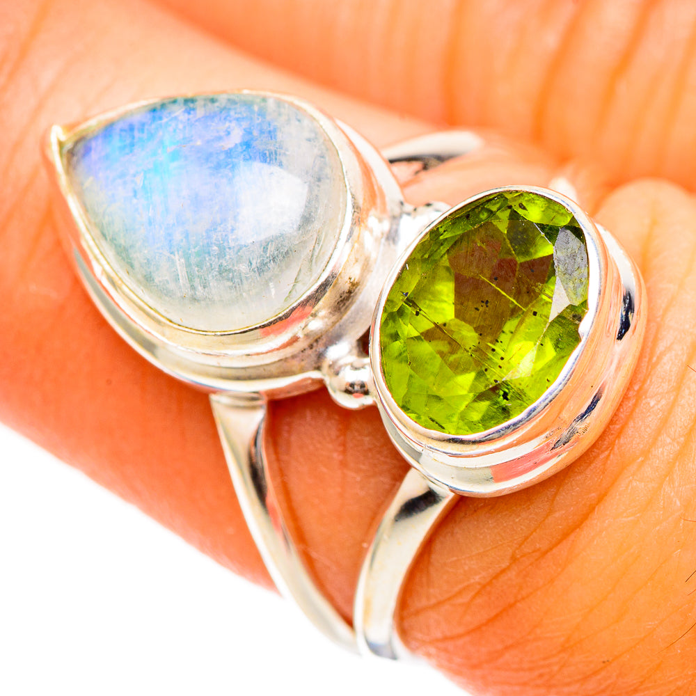 Rainbow Moonstone Rings handcrafted by Ana Silver Co - RING109988