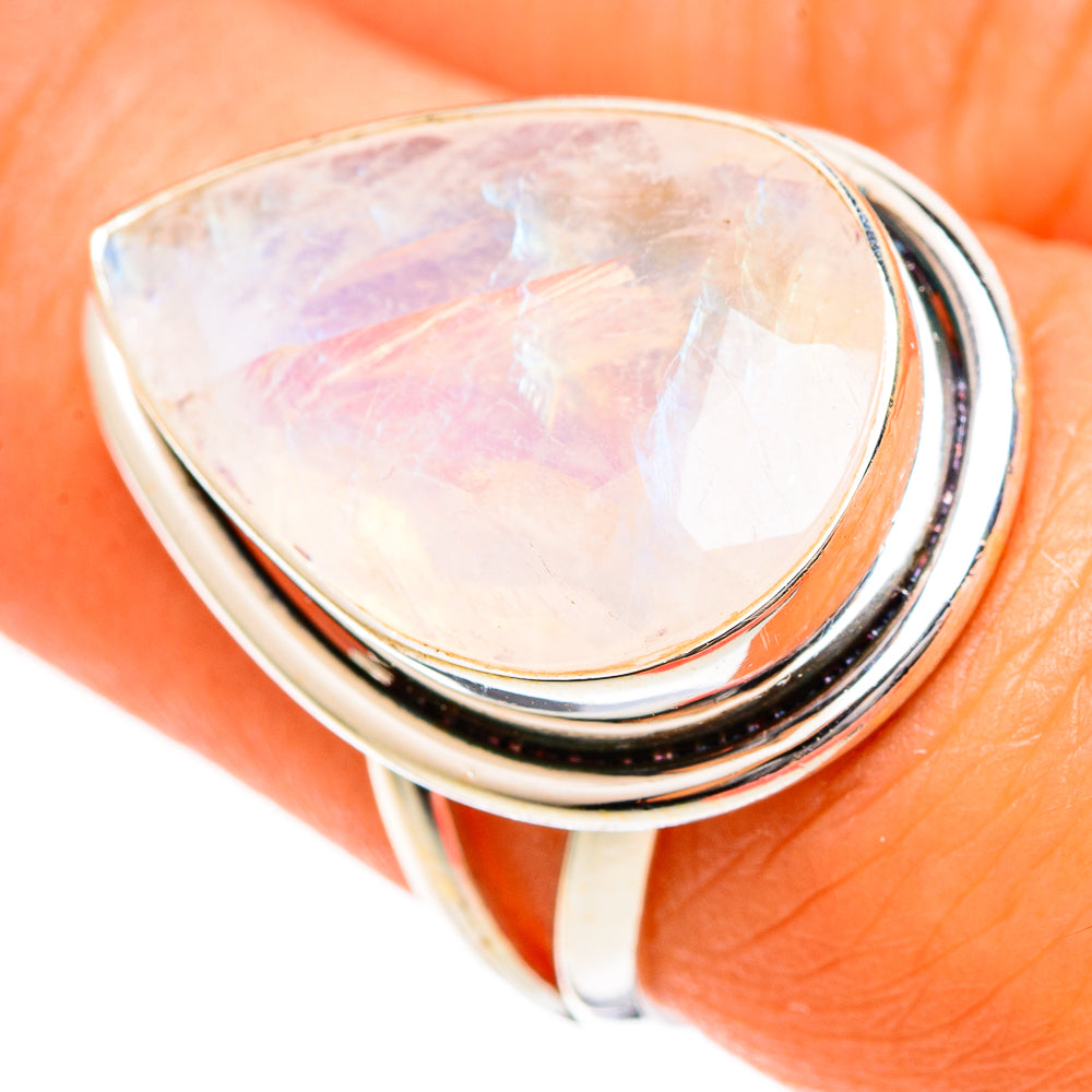 Rainbow Moonstone Rings handcrafted by Ana Silver Co - RING110001