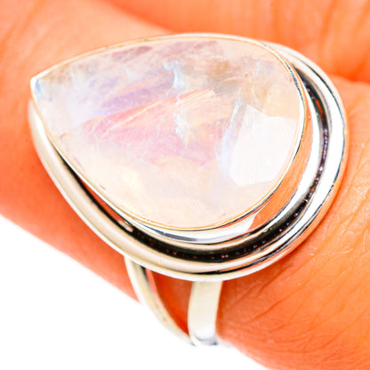 Rainbow Moonstone Rings handcrafted by Ana Silver Co - RING110001
