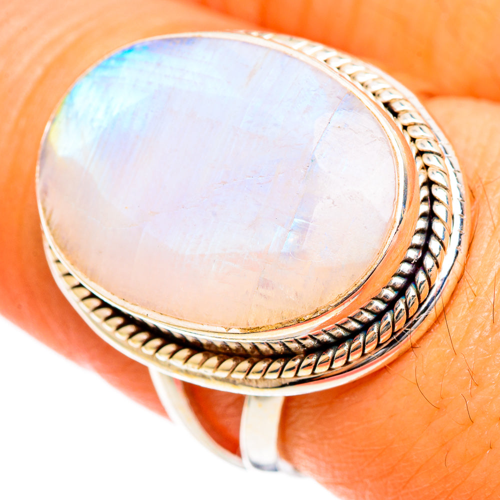 Rainbow Moonstone Rings handcrafted by Ana Silver Co - RING110002
